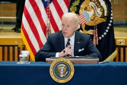 　３日、米ニューヨークでの会合で話すバイデン大統領（ＡＰ＝共同）