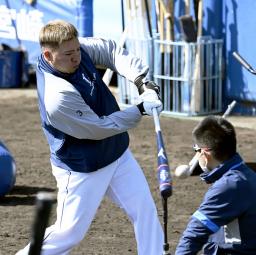 　１軍キャンプに合流し、打撃練習する西武・山川＝日南・南郷