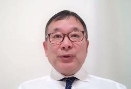 　オンラインで記者会見するＪリーグの村井満チェアマン＝７日