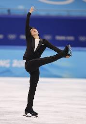 　男子ＳＰで演技するネーサン・チェン＝２月８日、北京（共同）