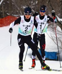 　複合男子　優勝した飯山・中沢拓哉（２）の後半距離＝田山クロスカントリーコース