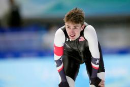 　スピードスケート男子１５００メートルに出場したケーシー・ドーソン＝８日、北京（ＡＰ＝共同）