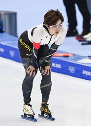 　スピードスケート女子５００ｍのレースを終えた小平奈緒＝１３日、北京（共同）