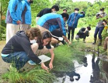 サンショウウオ１００匹放流　絶滅の恐れ、学生ら保護へ　長南「森の墓苑」