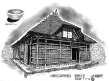 特異な外観「ハッポウ造」　早春の民家　絵・文　道塚元嘉　【民家の四季】