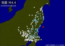 【速報】関東などで最大震度３の地震　福島、東京、千葉、埼玉で揺れ　Ｍ４．４　震源は茨城県沖