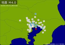 【速報】関東で地震　Ｍ４．０　東京、神奈川、埼玉、千葉、茨城で揺れ　震源は東京湾　地震が及んだ地域人口１４２９万人