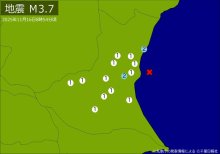 【速報】関東で地震　Ｍ３・７　震源は茨城県沖　地震が及んだ地域人口124万人