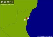 【速報】関東で地震　Ｍ２．５　震源は茨城県北部　地震が及んだ地域人口２１万人