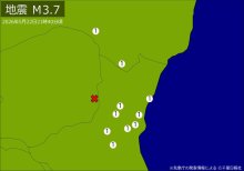 関東・東北で地震　Ｍ３．７　震源は栃木県南部　地震が及んだ地域人口８６万人