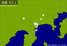 【速報】関東・中部で地震　Ｍ３．１　震源は神奈川県西部　地震が及んだ地域人口５３万人