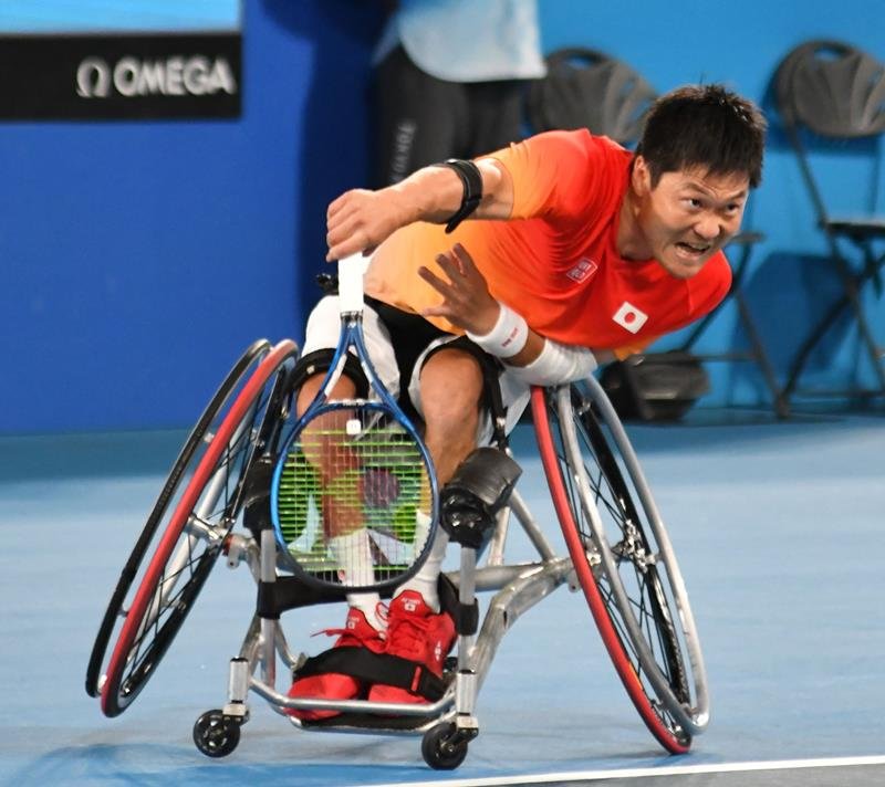 男子シングルス決勝　プレーする国枝慎吾＝有明テニスの森公園
