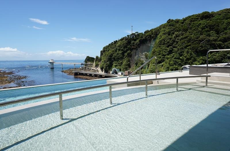 エデン３階のオーシャンビューの温泉施設＝勝浦市吉尾

