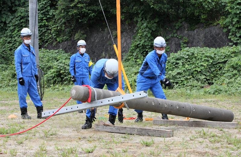 減災へ関係機関連携　県、千葉市と茂原市で防災訓練　電柱撤去など手順確認