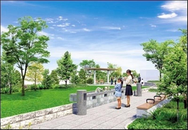 樹木葬墓地の墓参り（千葉市提供）

