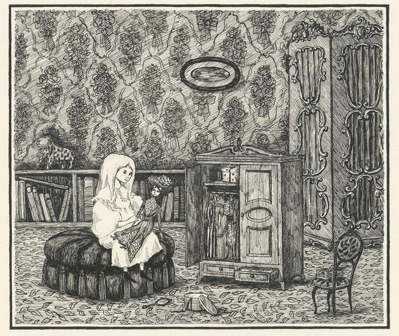 エドワード・ゴーリー「不幸な子供」挿絵・原画１９５９年（ｃ）２０２２　Ｔｈｅ　Ｅｄｗａｒｄ　Ｇｏｒｅｙ　Ｃｈａｒｉｔａｂｌｅ　Ｔｒｕｓｔ
