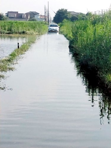 昨年９月の大雨で冠水した茂原市内の道路（ＪＡＦ千葉支部提供）