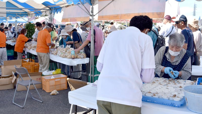 生産量日本一で旬を迎えた八街市産の落花生の魅力を発信する「やちまた落花生まつり」＝ＪＲ八街駅北口広場