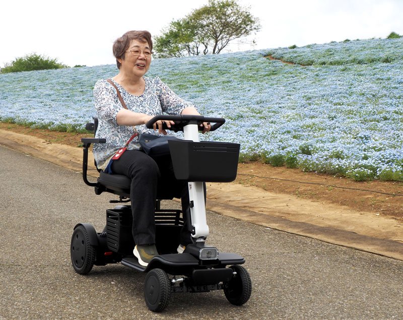 東京ドイツ村が導入した電動スクーター型の近距離モビリティ＝袖ケ浦市
