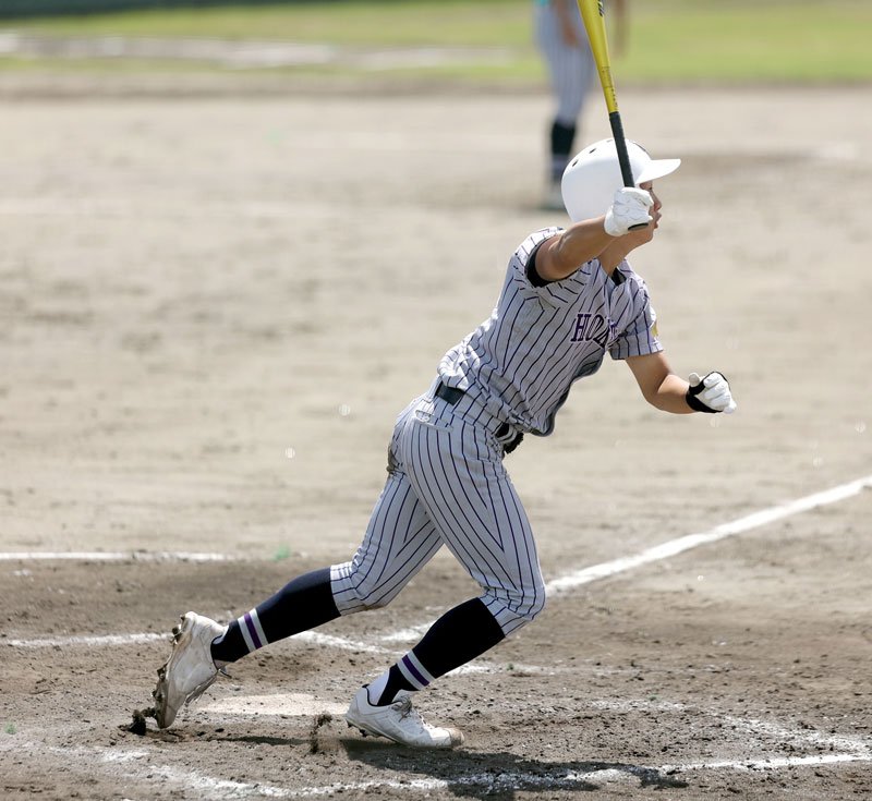 東京学館－茂原北陵　５回表茂原北陵２死一、二塁、長嶋が先制の２点三塁打＝ぴーちゃん
