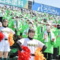 大応援団後押し　スタンド緑一色に　専松春初勝利　選抜高校野球大会