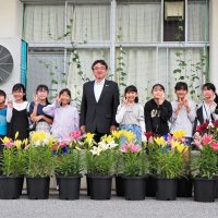 児童植栽のユリ見頃　袖ケ浦・奈良輪小　花いっぱい運動　実結ぶ