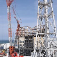 廃炉作業が行われている福島第１原発１号機（代表撮影）
