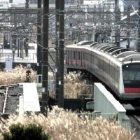 一宮町内のＪＲ外房線を走行する京葉線の快速車両。写真奥は上総一ノ宮駅＝２７日