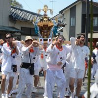 猛暑の中、みこし威勢良く　横芝光で「八坂神社祇園祭」始まる