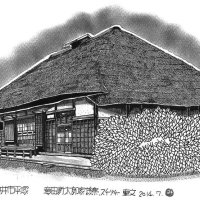 晩秋の民家　暗いみそ部屋の記憶　絵・文　道塚元嘉　【民家の四季】