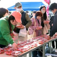 イチゴ直売に長蛇の列　山武、スイーツで旬の味堪能