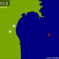 東北で地震　Ｍ３．８　震源は宮城県沖　地震が及んだ地域人口６万人